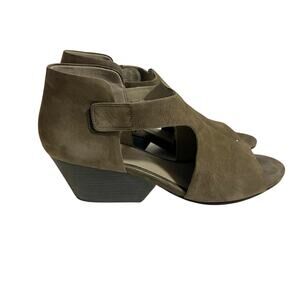 Eileen Fisher Women's Size 10 Gray Suede Open Toe Pumps Comfortable Block Heel